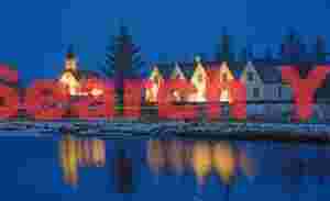 Night-time reflections; Church at Pingvellir