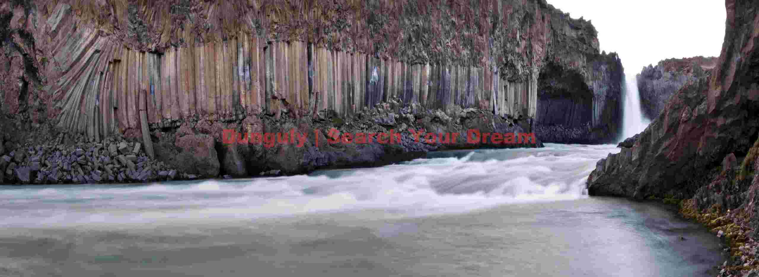 Panorama, Aldeyjarfoss and basalt gorge