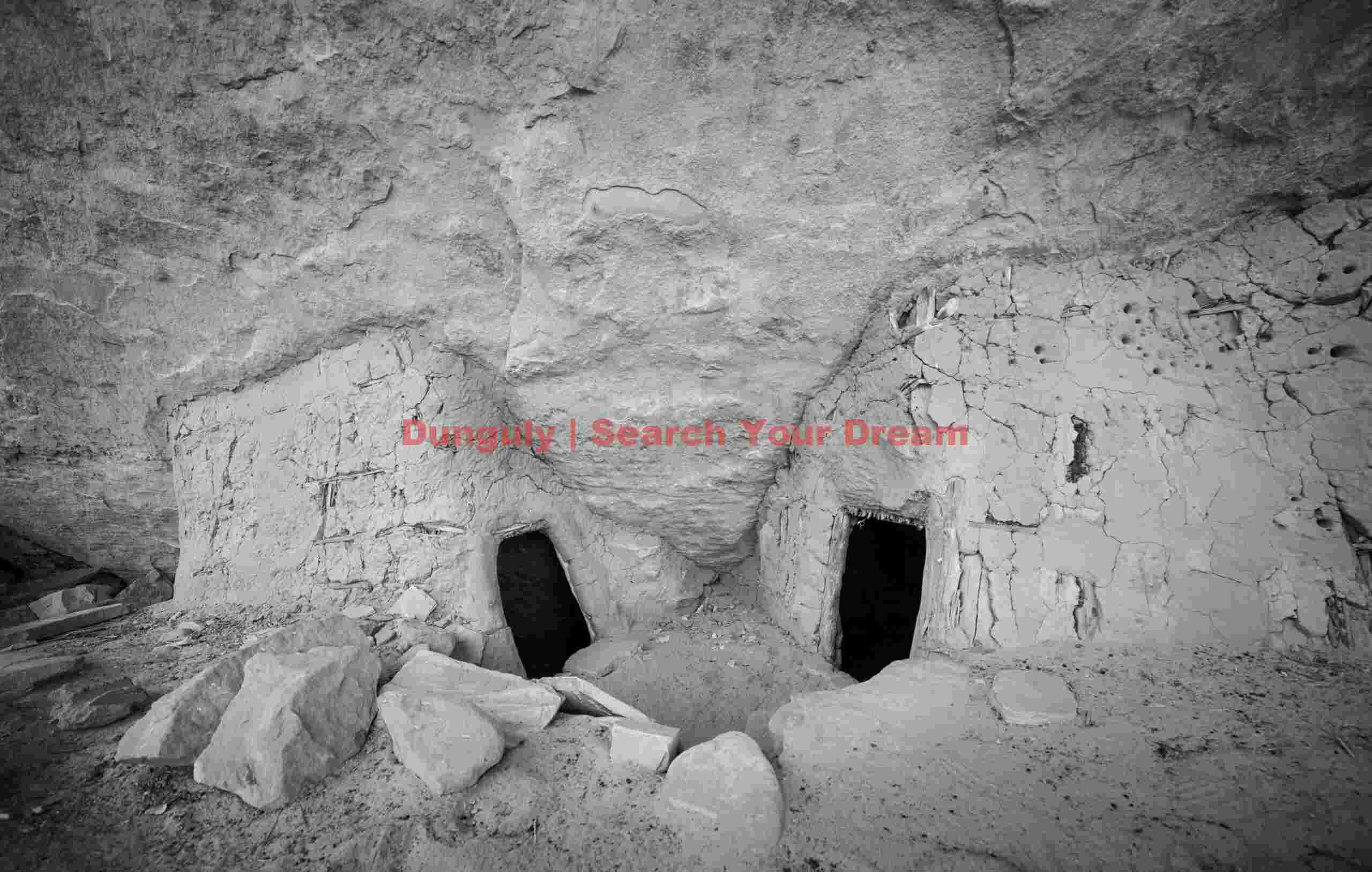 Playful Peek-a-Boo View of Granaries in Rural Landscape
