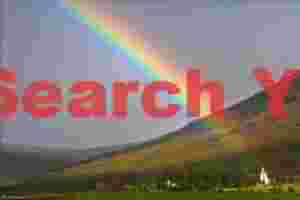 Rainbow and church, West Iceland