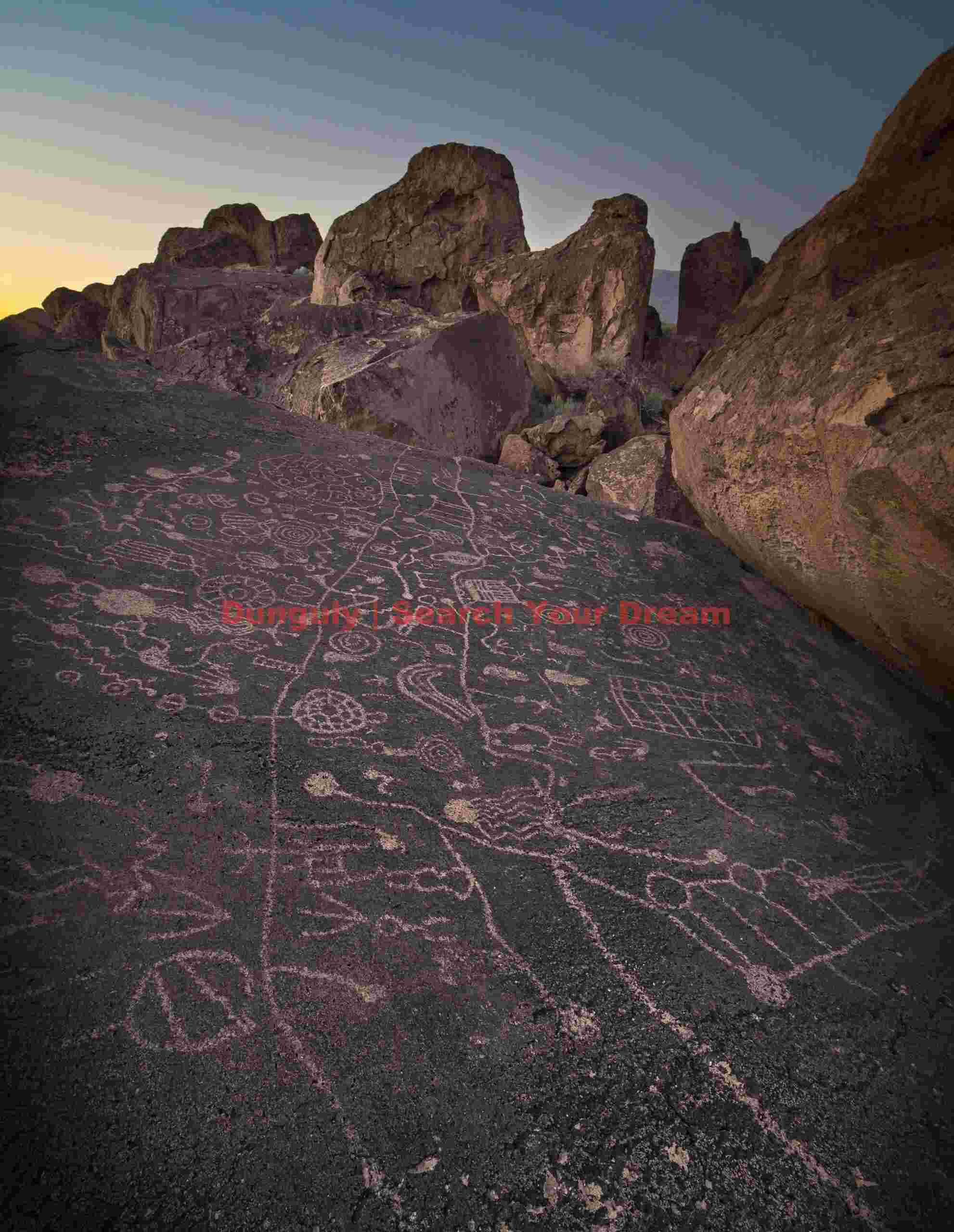 Sky Rock Petroglyph at Evening