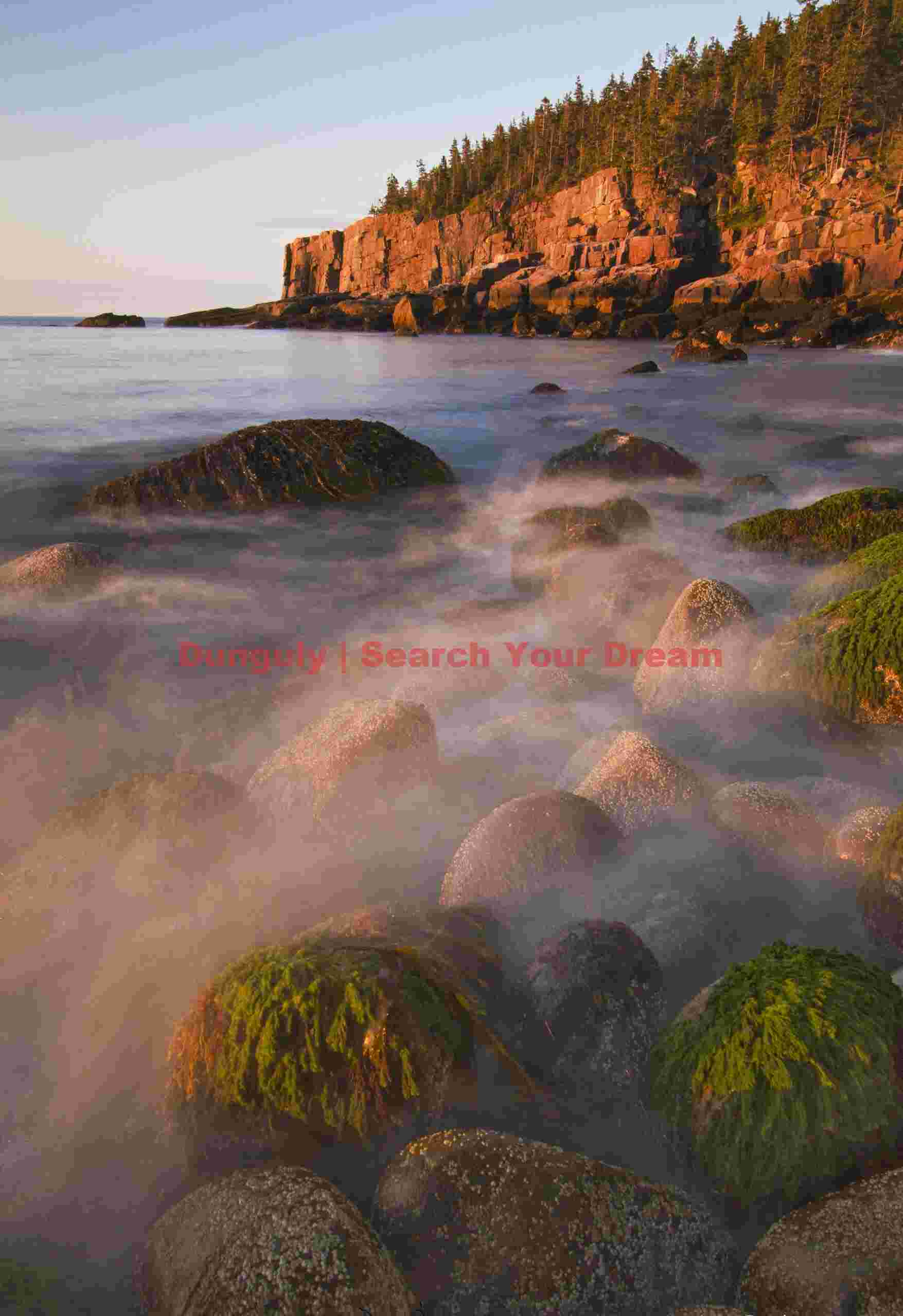 Sunlit Wave Spray on Boulder Beach - Otter Cliffs, Acadia