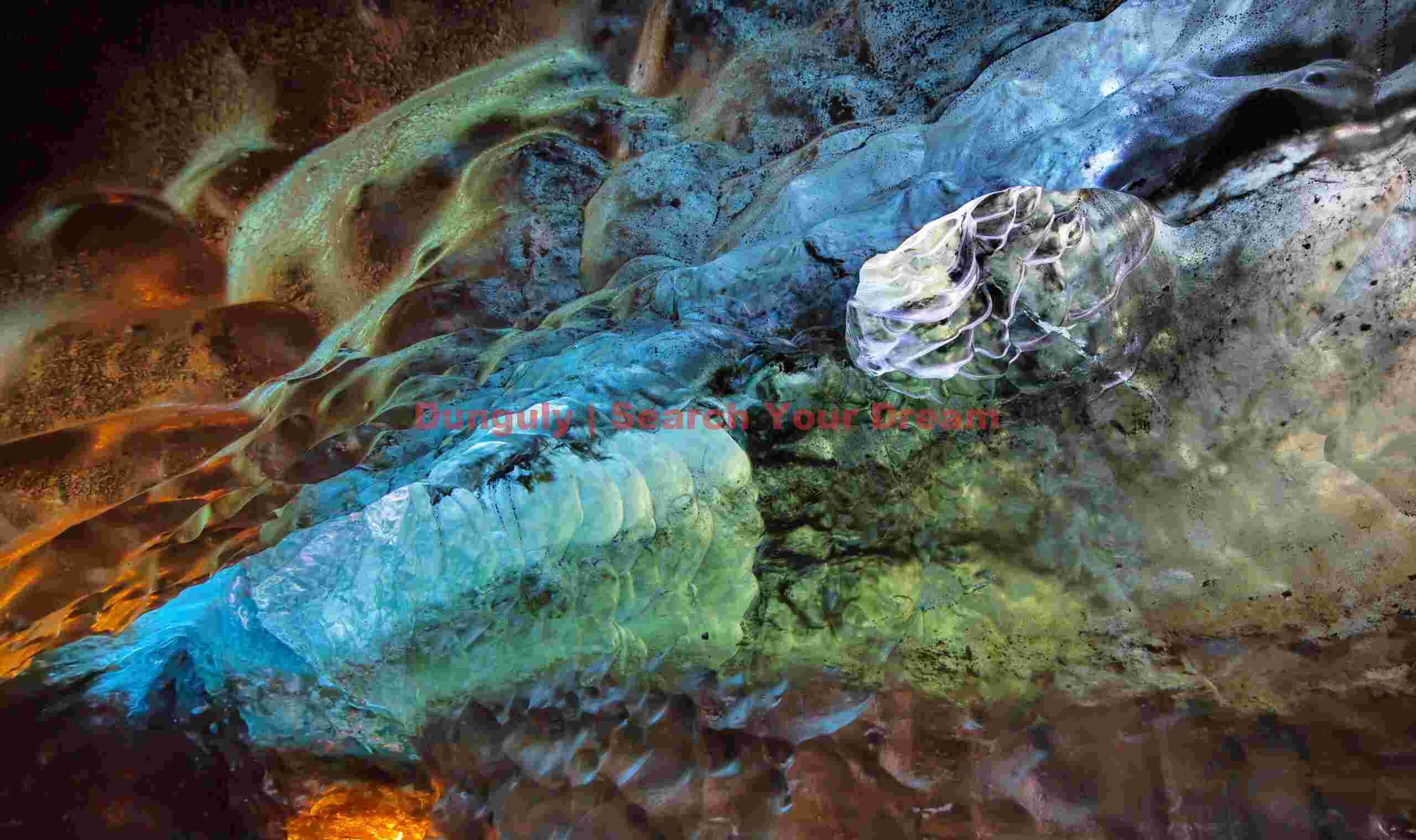 Glacial Ice Formation at Surreal ice formations, Golden ice cave, Vatnajokull, Iceland - Close