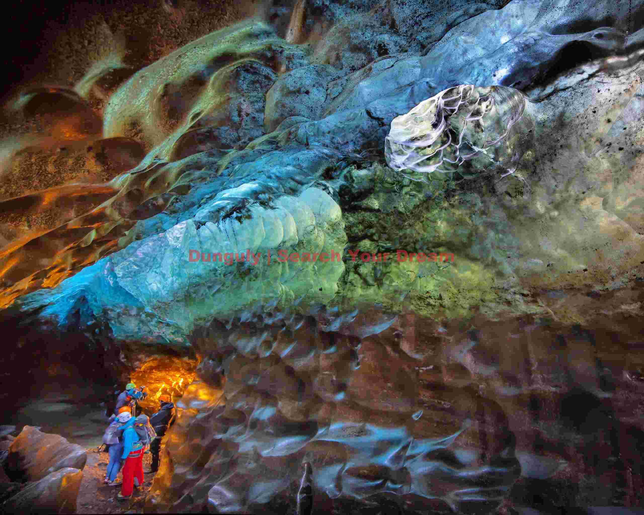 Glacial Ice Formation at Surreal ice formations, Golden ice cave, Vatnajokull, Iceland
