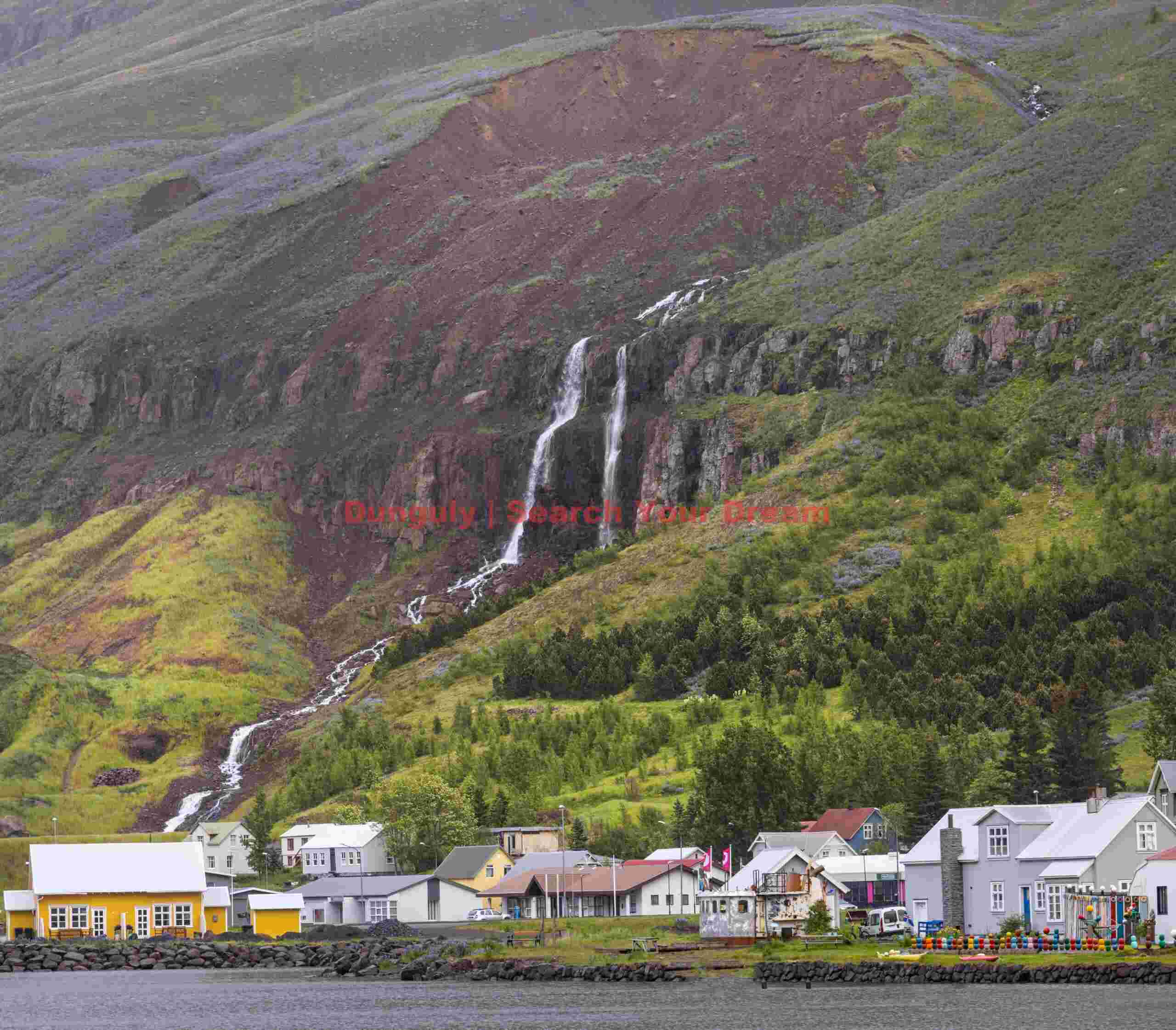 Waterfall above Seyðisfjörður; E. Iceland