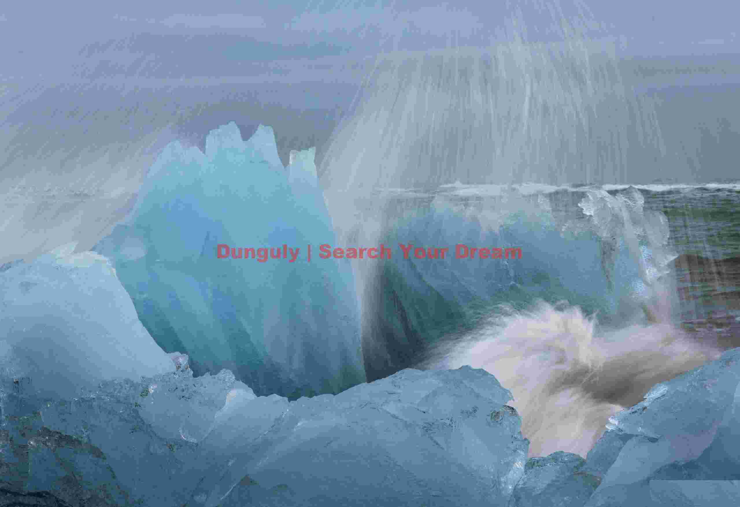 Glacial Ice Formation at okelbergs in surf #3, Jokulsa beach, South Iceland