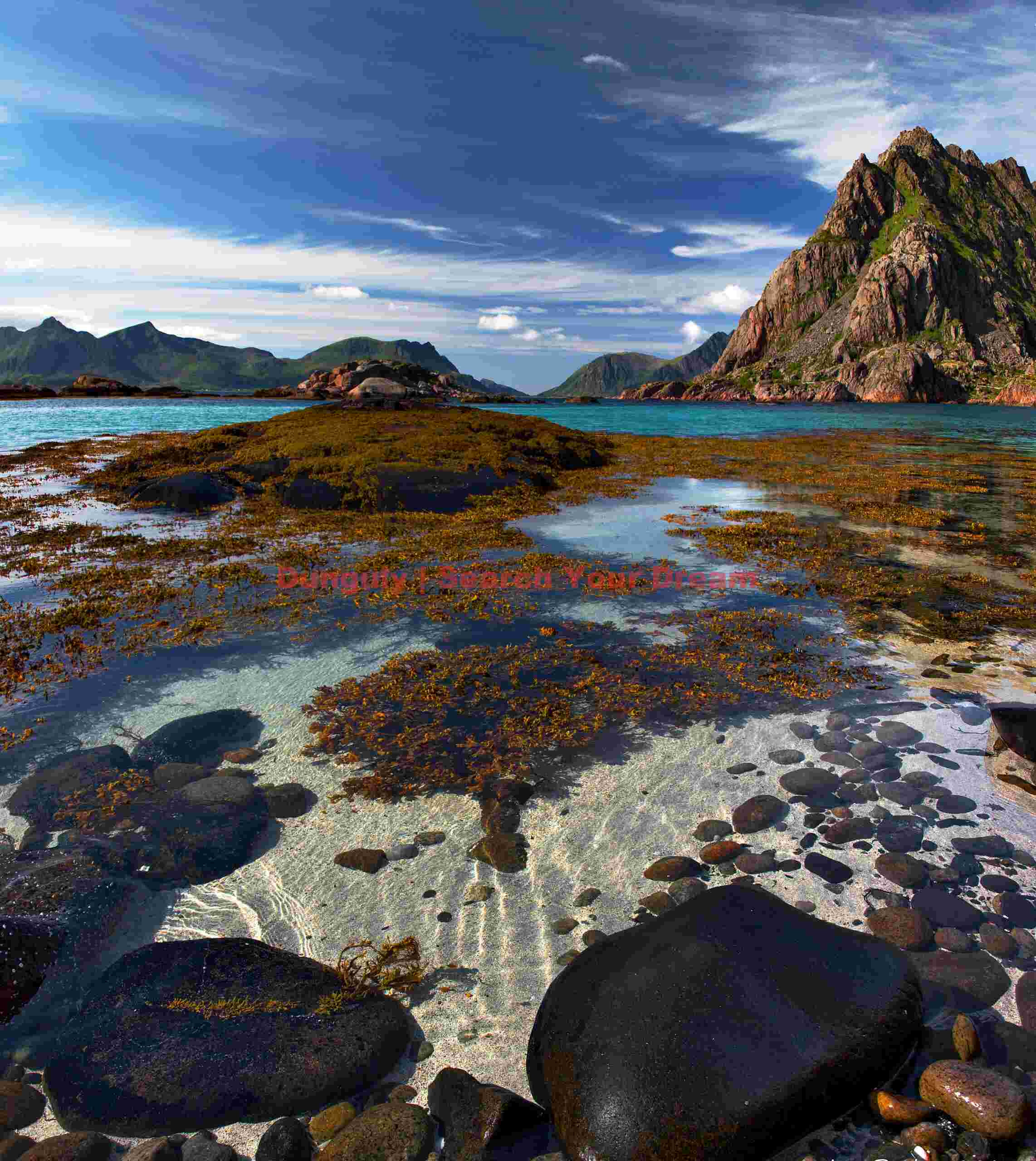 Black boulders, crystal water