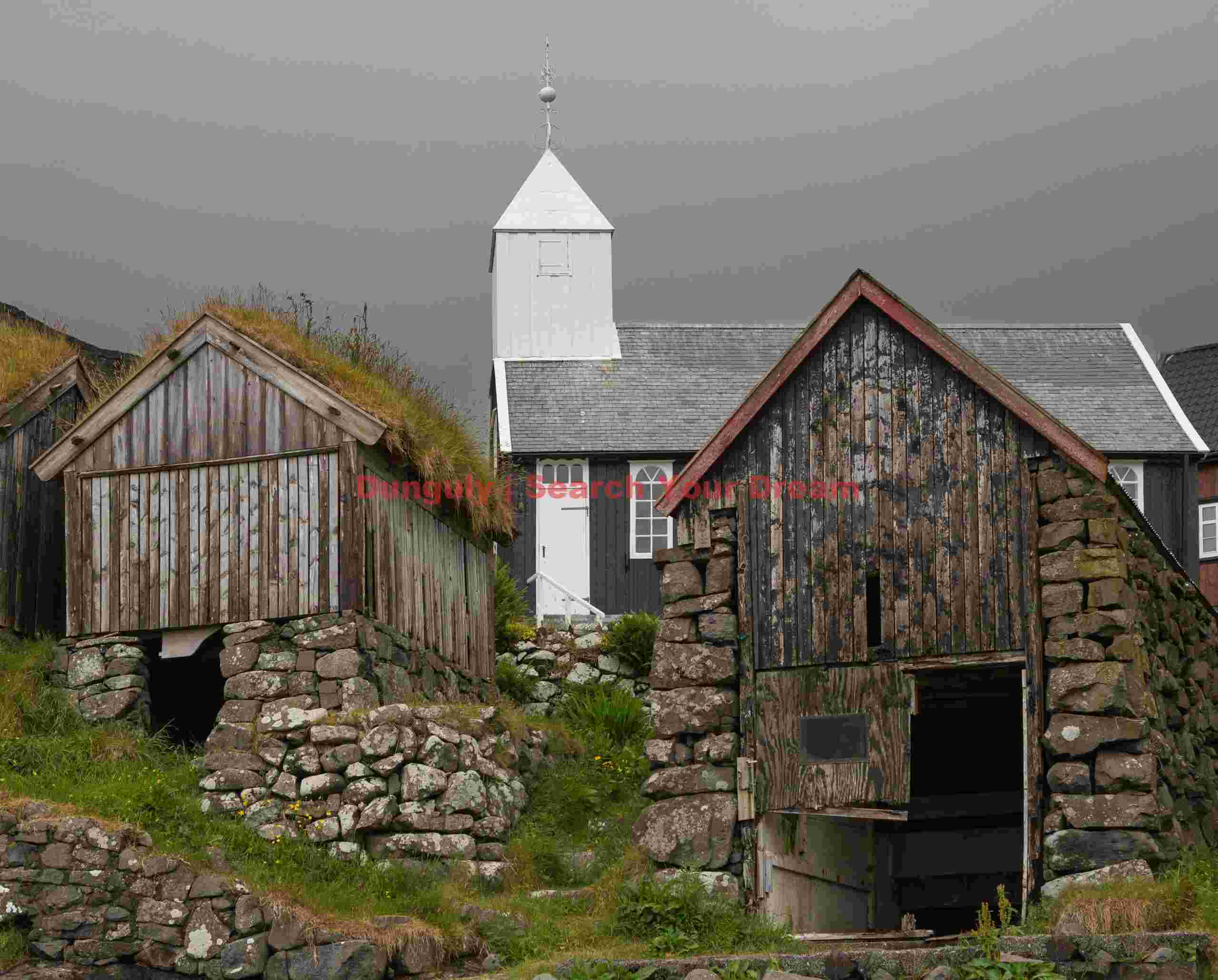 Church and boatsheds