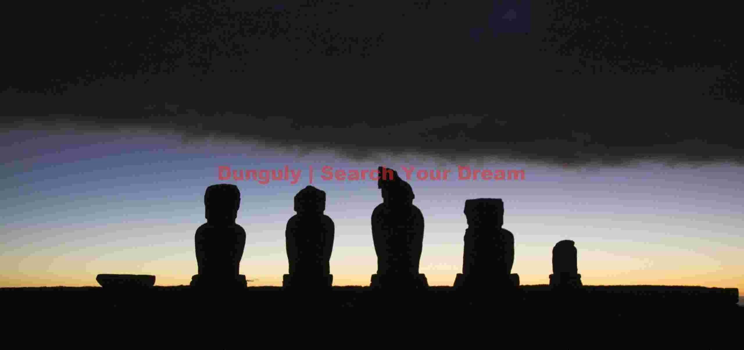 Easter Island - Tahai - Five Moai Sunset Cloud Silhouette