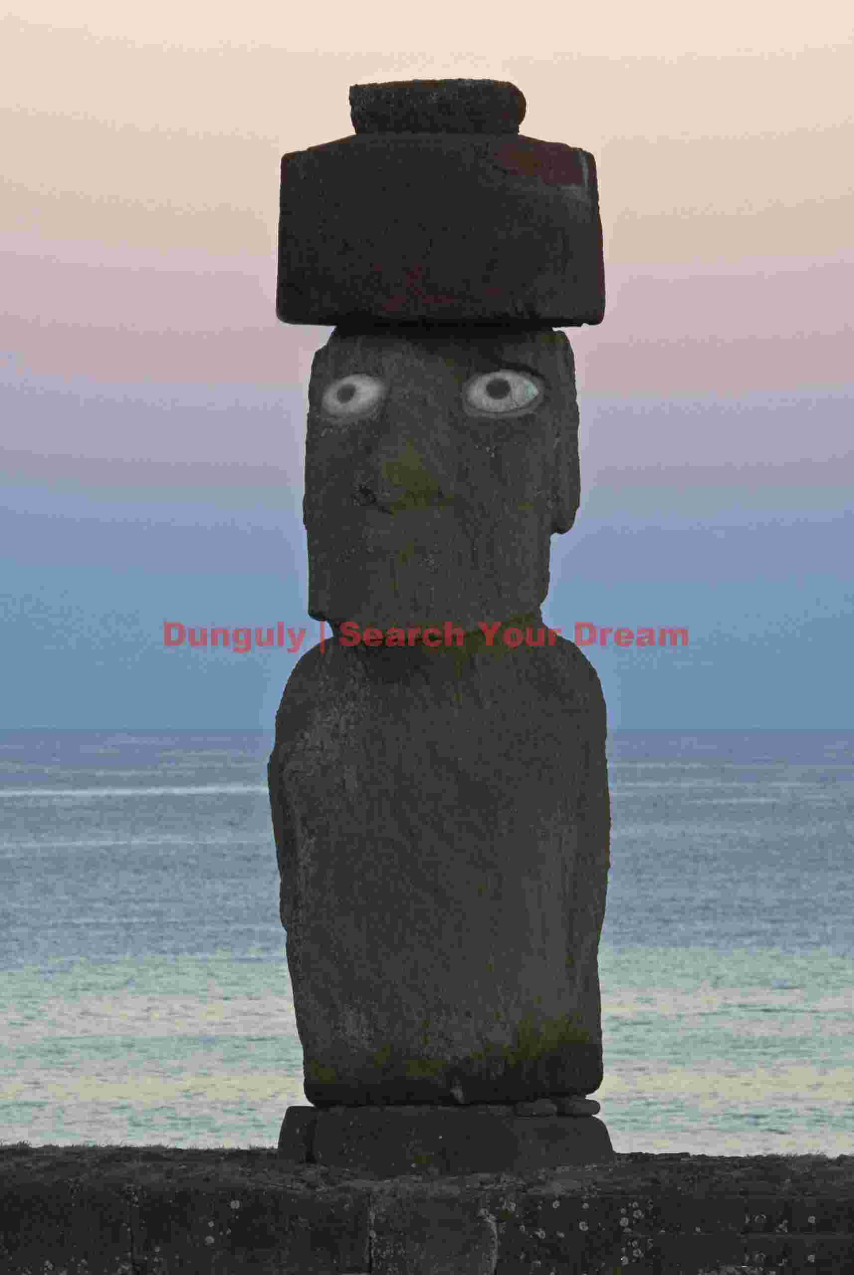 Easter Island - Tahai - Moai with Eyes, Pastel Sunset