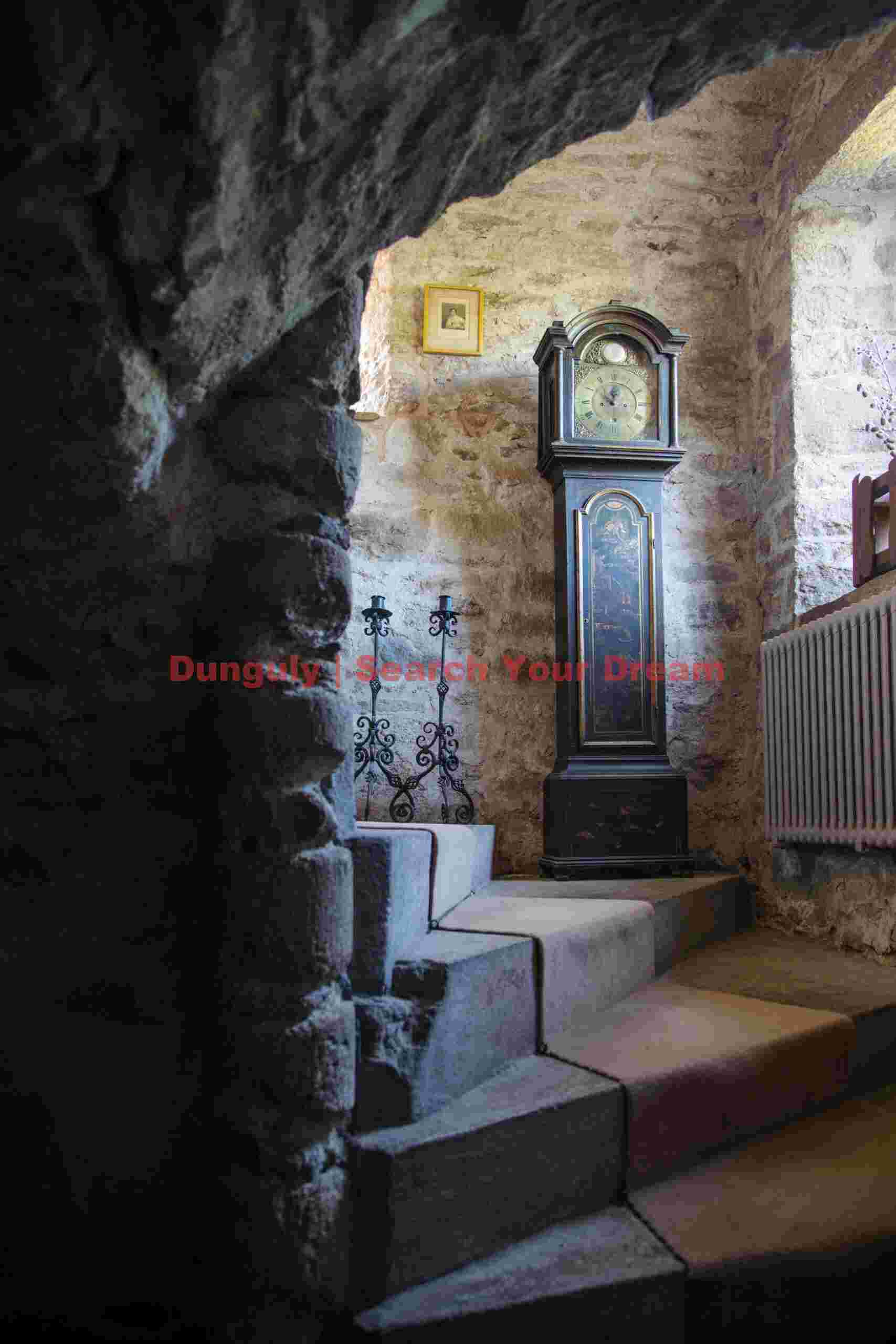 Entry hall and long-case clock