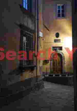 Illuminated doorway, Barga, Tuscany
