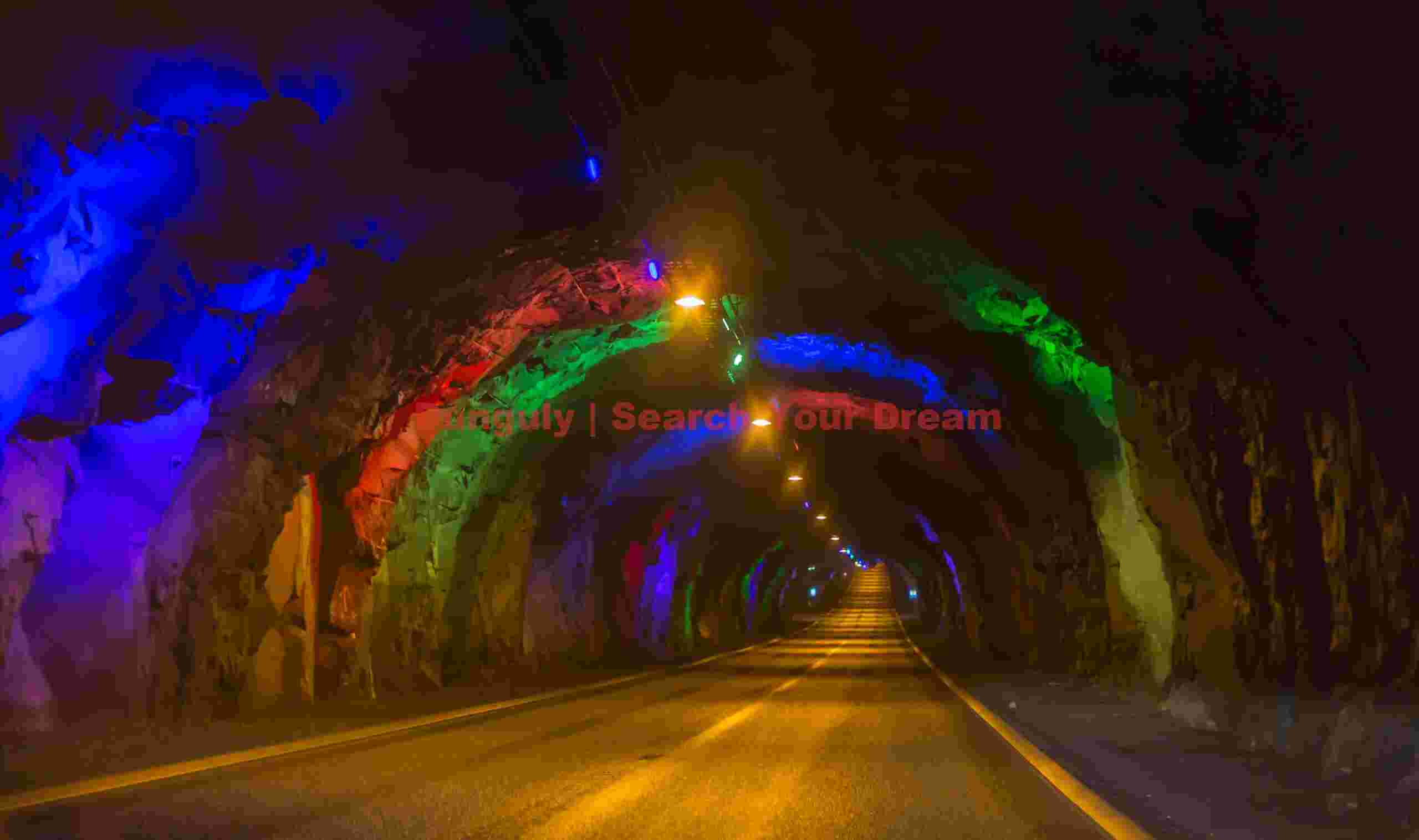 Light show in the undersea tunnel between Eysturor and Bordoy