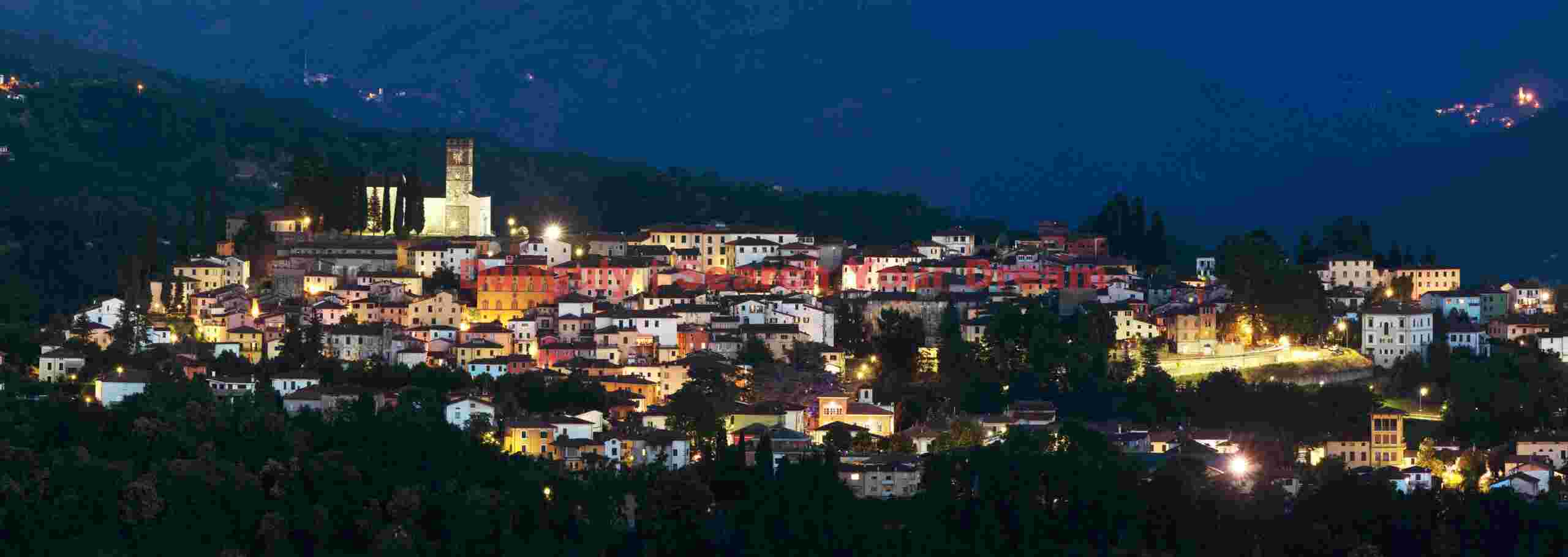Nightscape view of Barga from the Renaissance Tuscany Il Ciocco