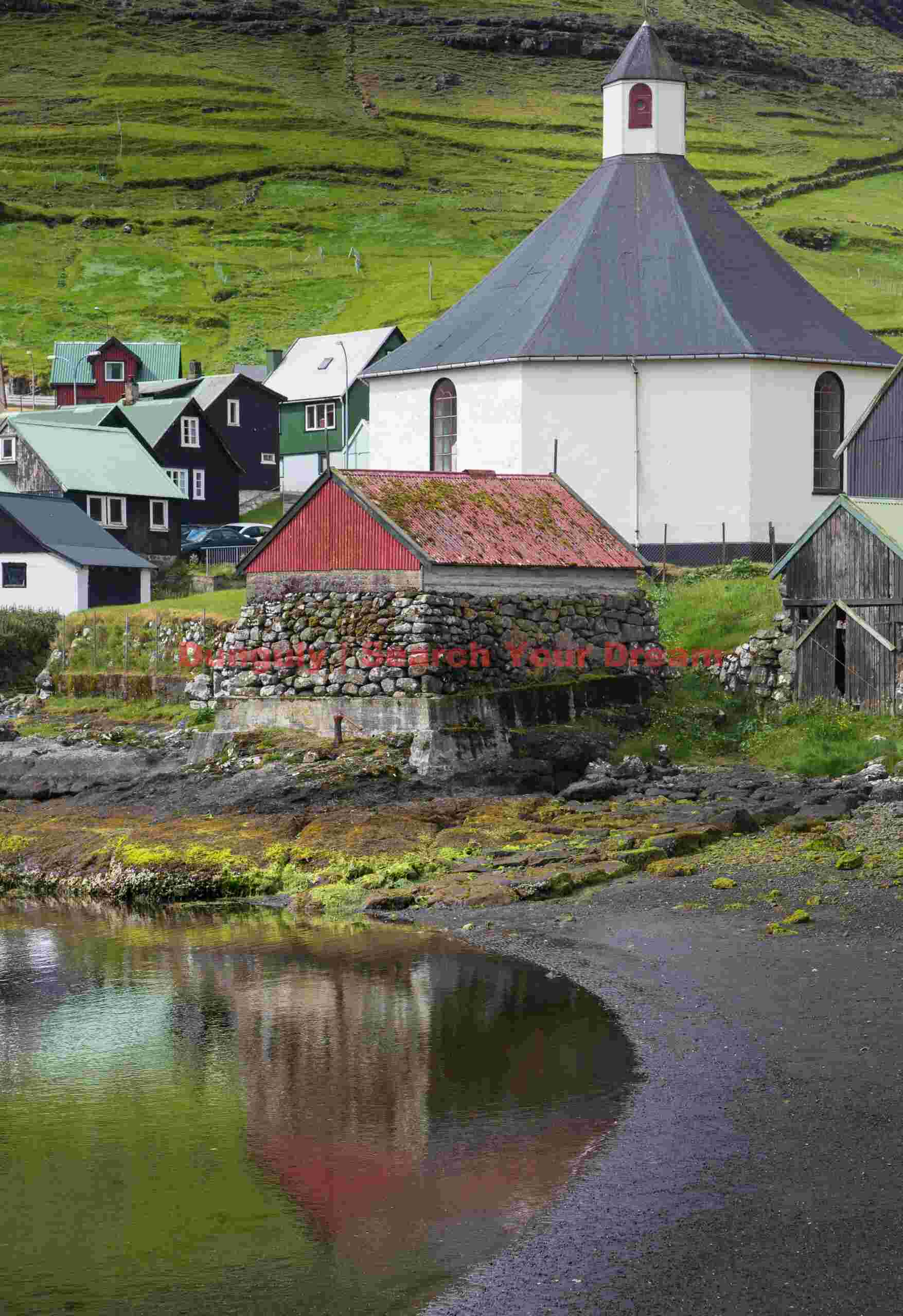 Octagonal church; Haldarsvík, Faroe Islands