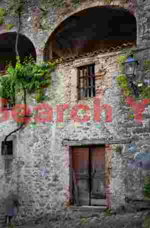 Red door and erratic vine