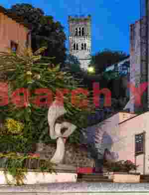 Sculpture and Duomo nightscape