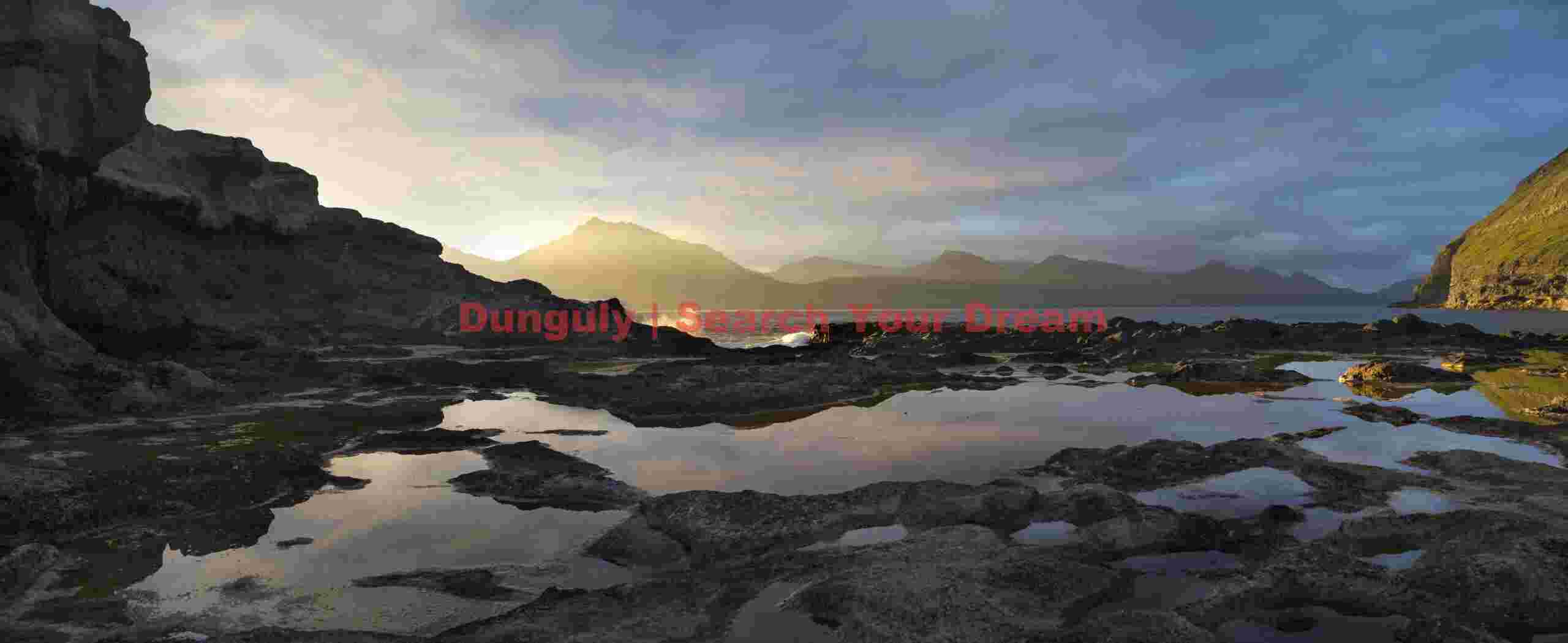 Sunrise panorama looking from Gjógv across to Kalsoy and Kunoy