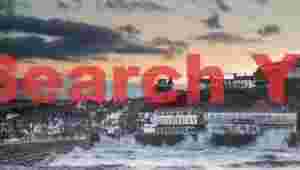 Waves breaking over the sea front