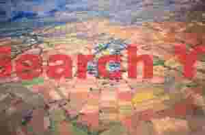 Ariel photo; Patchwork quilt of fields around Burmese village