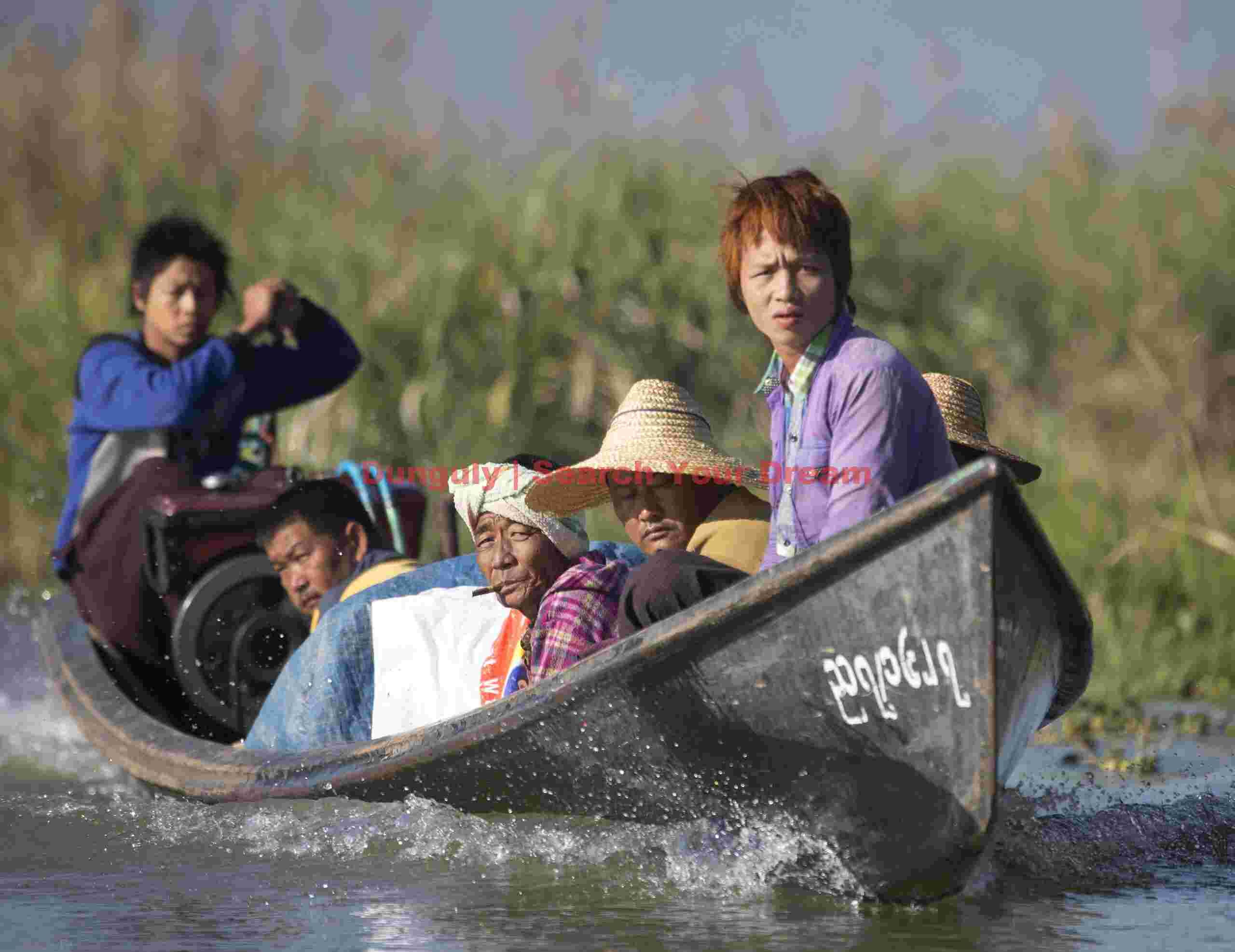Boat ferrying workers