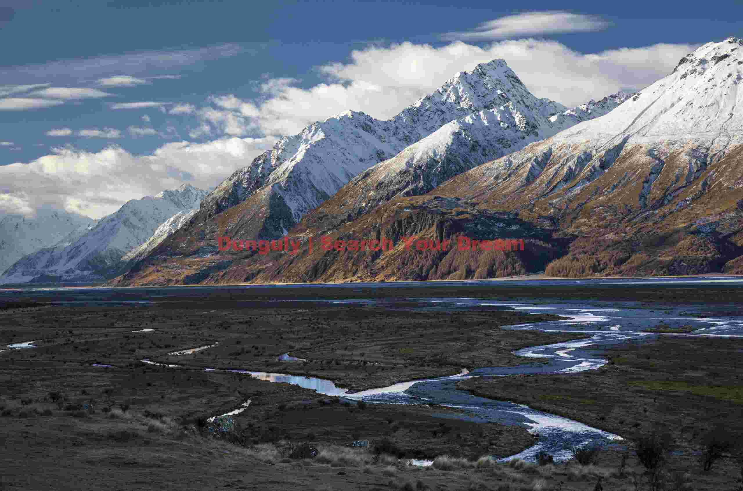 Braided Godley river above Lake Pukaki