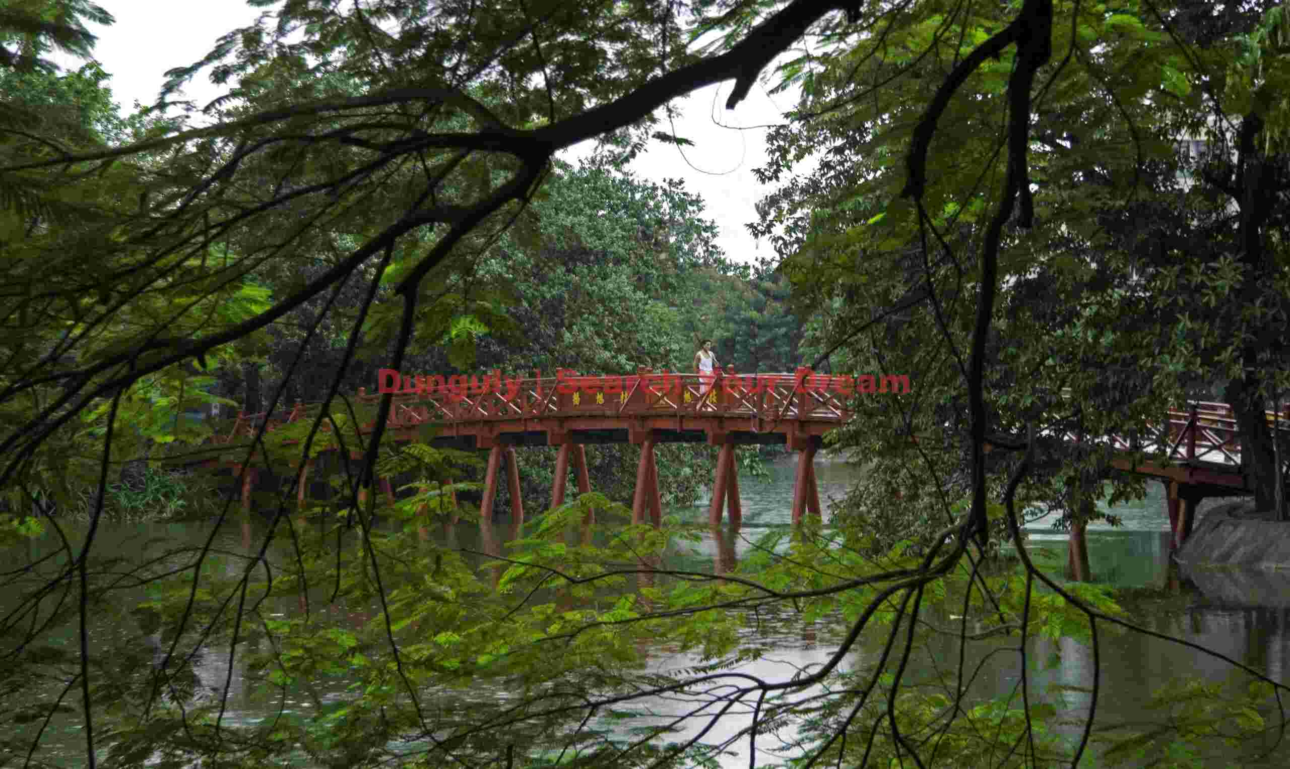 Bridge to Ben Ngo Son Pagoda, Hoan Kiem Lake Hanoi, Vietnam