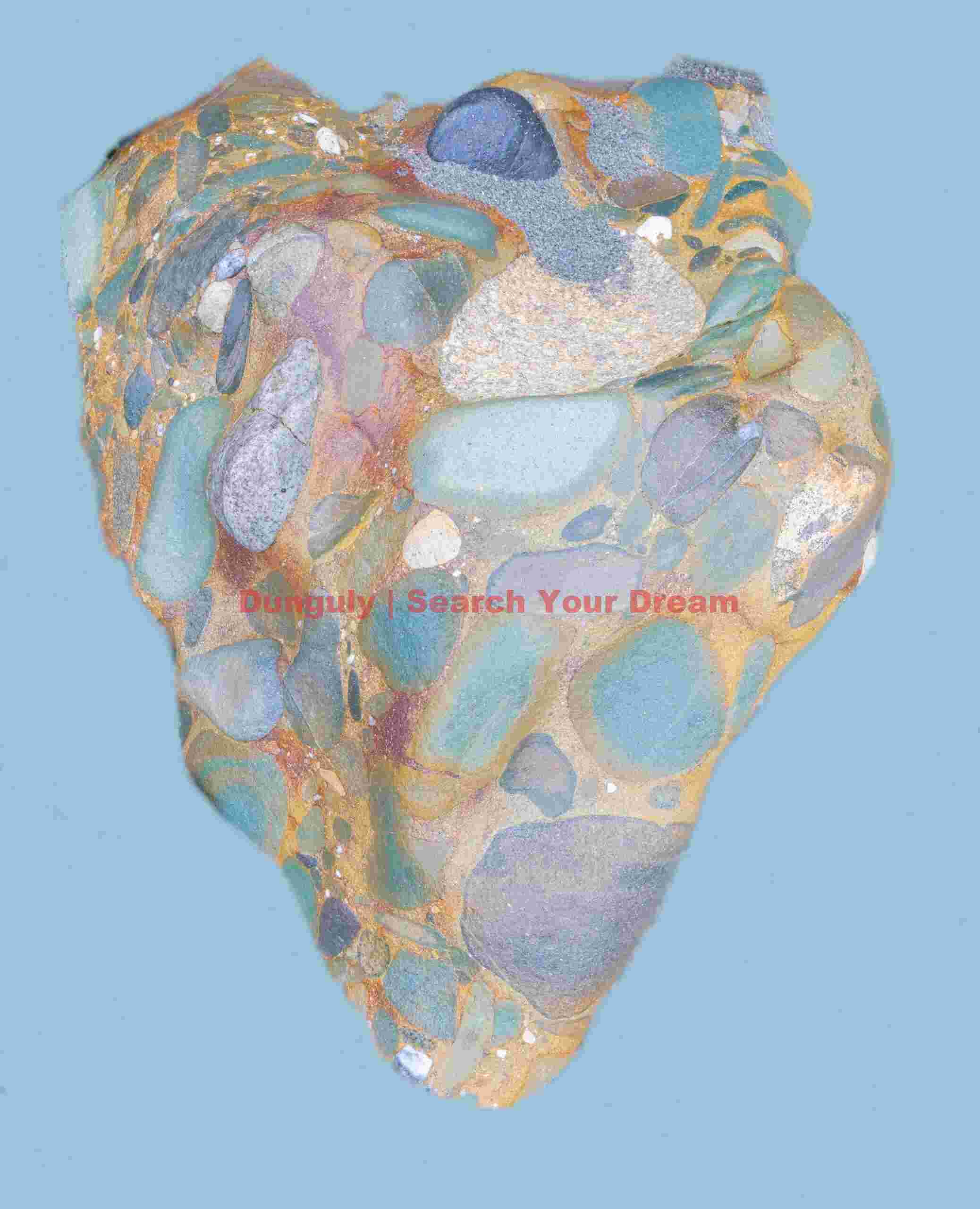 Conglomerate on blue background