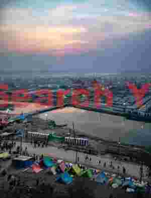 Dawn light over the Kumbh Mela