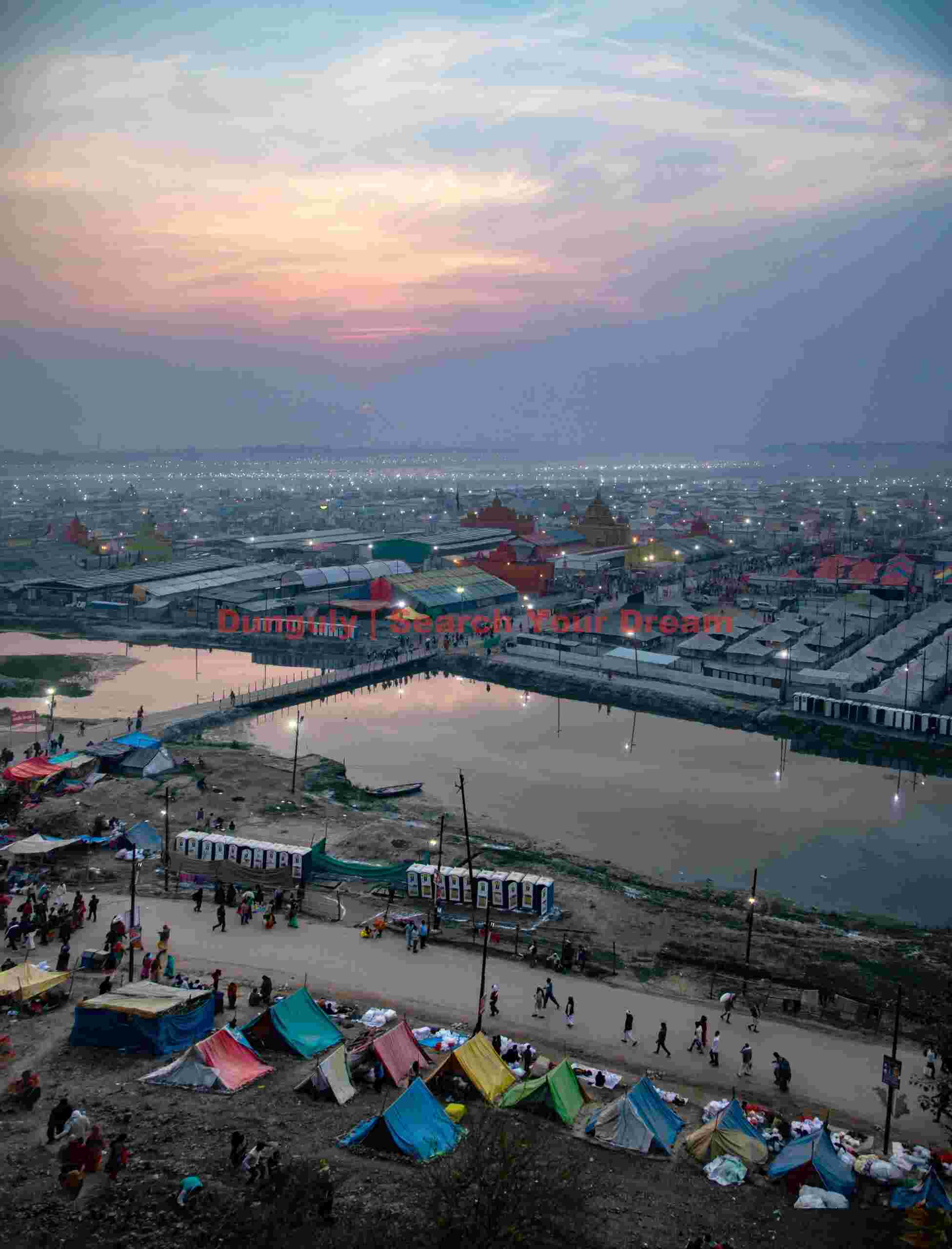 Dawn light over the Kumbh Mela