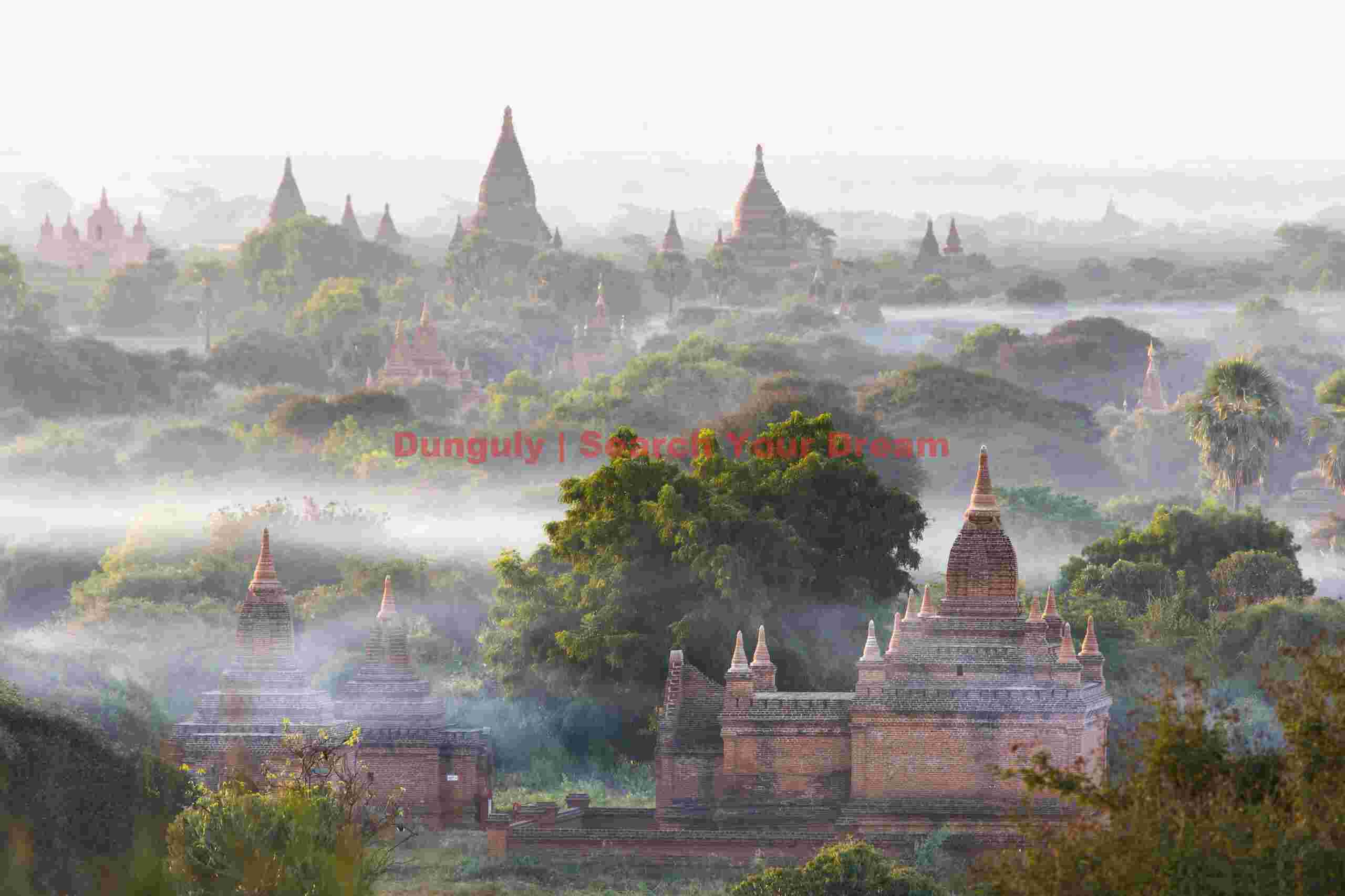 Early morning mist between the temples