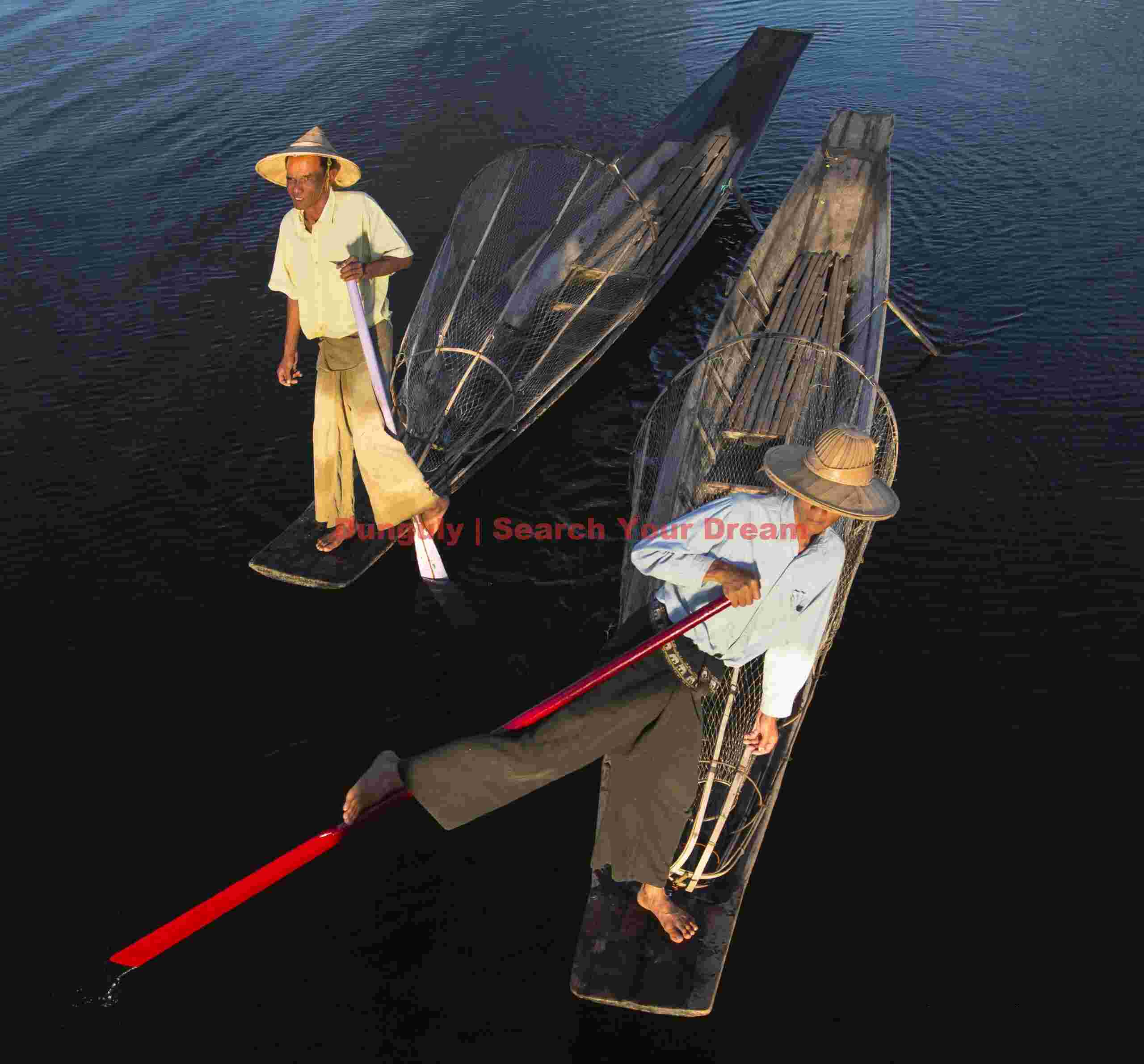 Fisherman with red oar