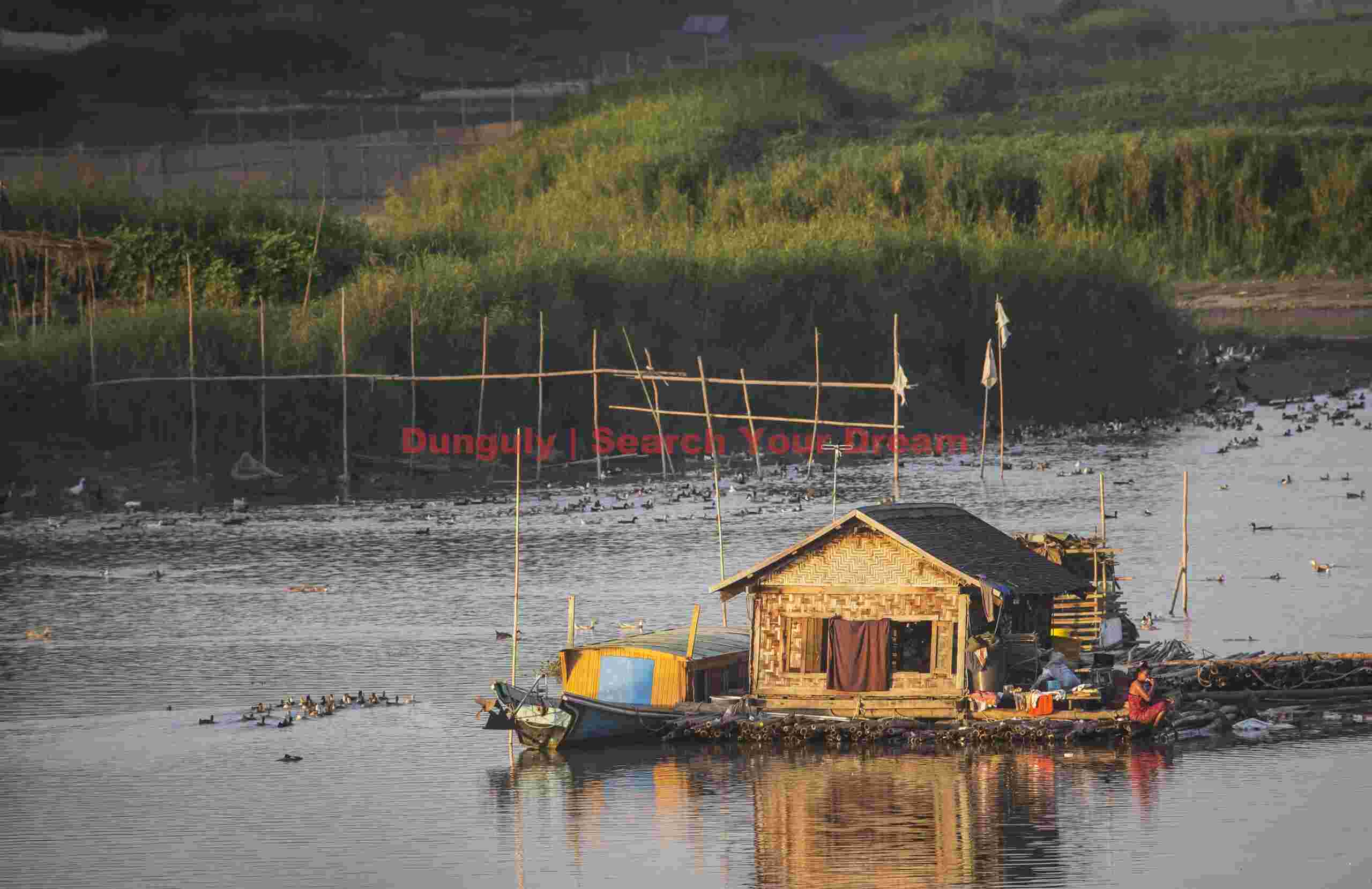 Floating house on Ayerwaddy river