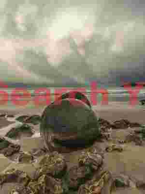Moeraki boulder under storm light