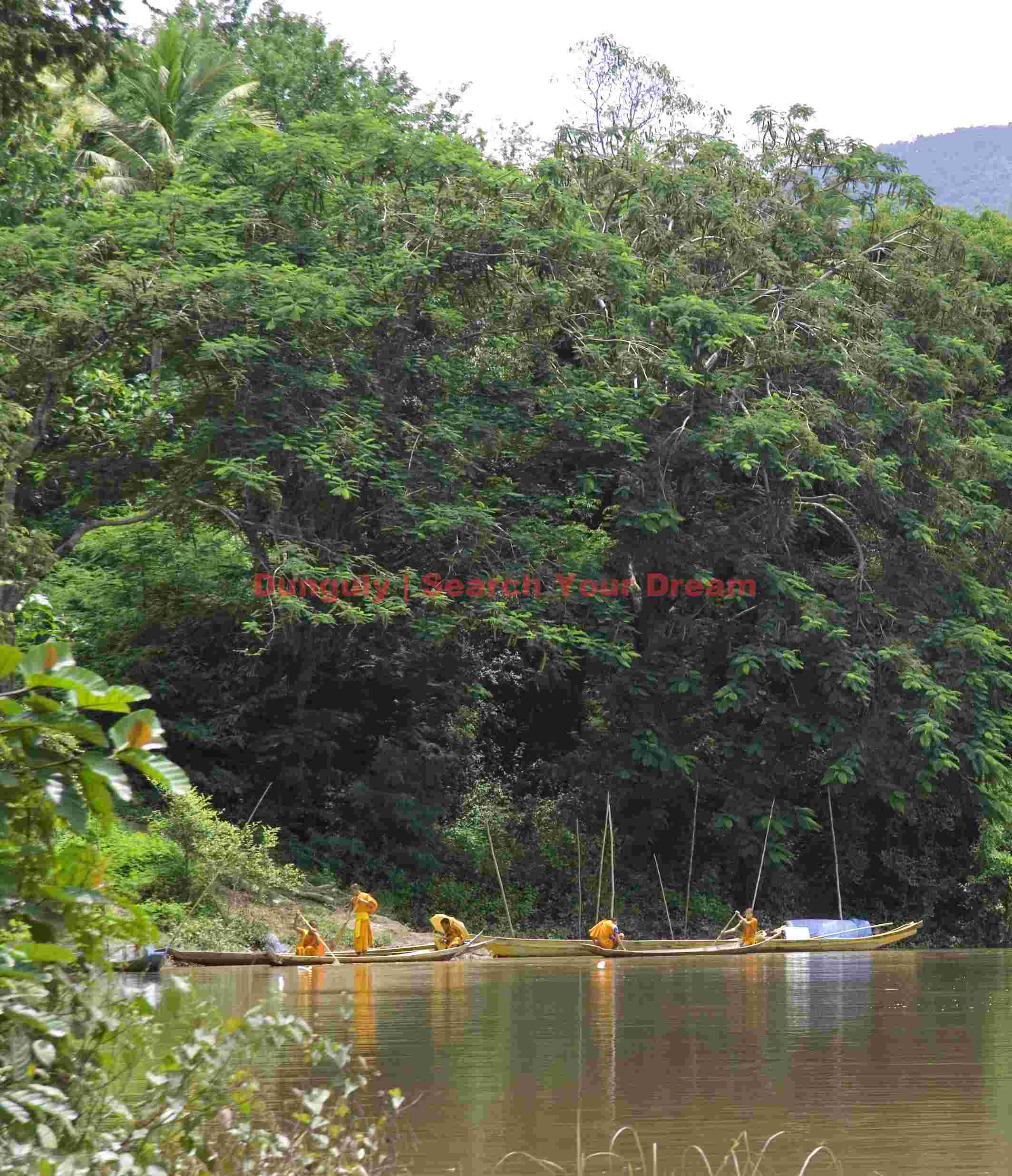 Monks fishing, Mekong River, Laos