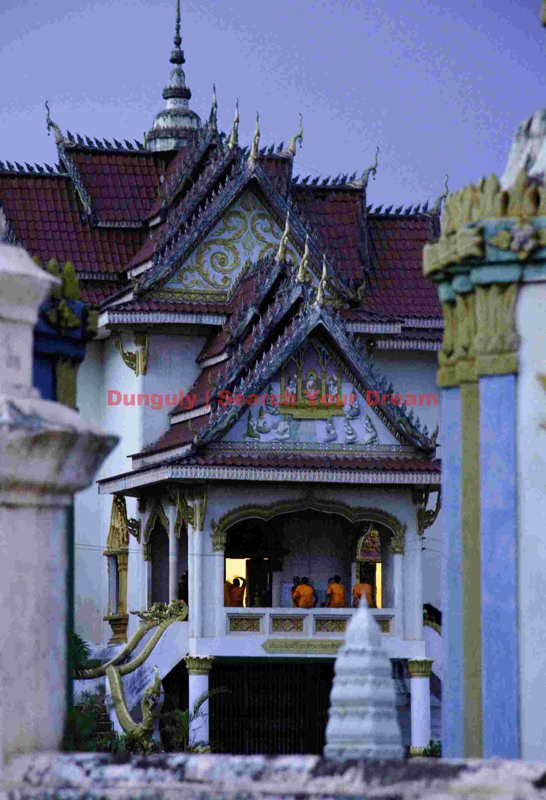Monks gathering for evening prayers