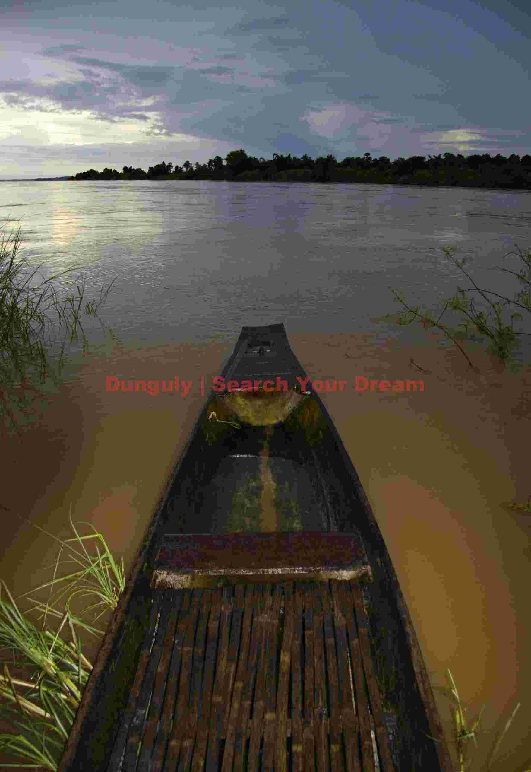 Moored boat , Mekong River, Laos