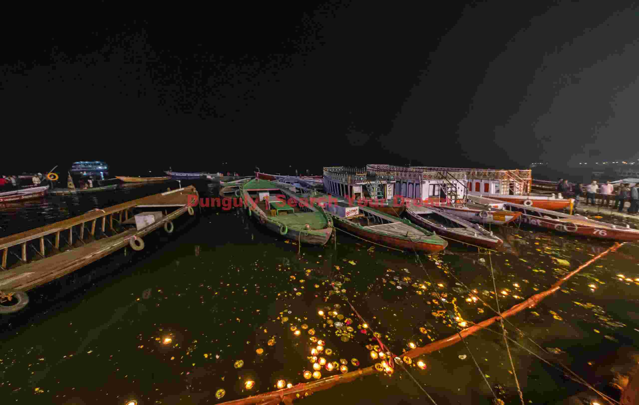 Nightscape - butter lamps and boats