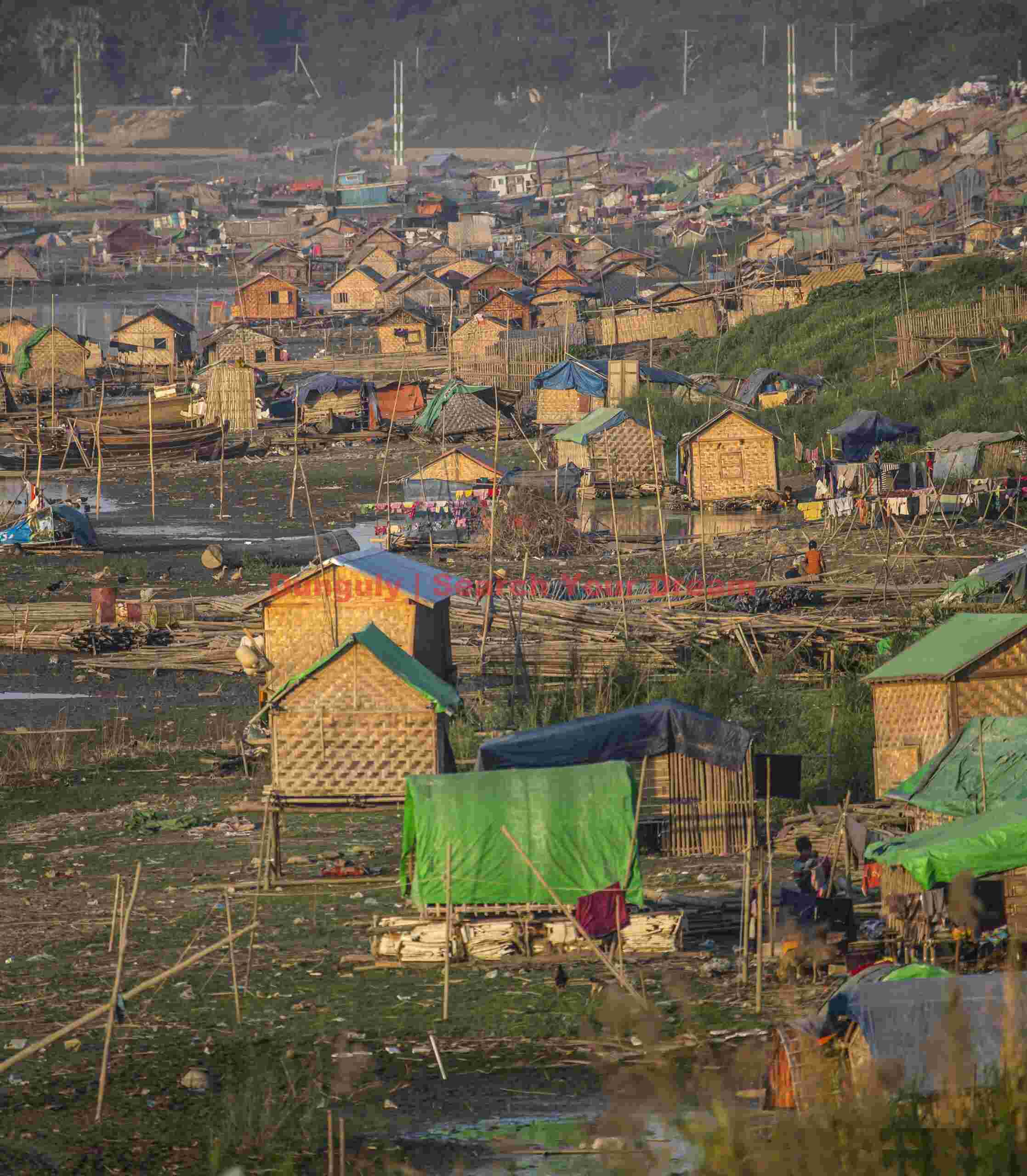 Shanty houses along the Ayerwaddy riverbank