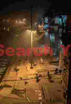 View along the ghats before dawn